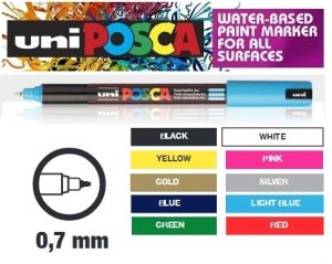 Posca’s extra-fine 0.74mm calibre tip is ideal for professionals such as graphic designers to produce technical drawings and rough sketches. Posca is also ideal for creative crafts hobbyists for scrapbooking or making greeting cards. Artists will also appreciate Posca for the ideal finish, defined details and outlines.