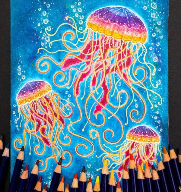 Derwent Inktense Jellyfish by Sarah Renae Clark