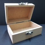 open MDF wooden Annie box with hinges and clasp