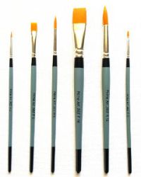 Prime Art 365 Golden Taklon Brushes (Round and Flat)