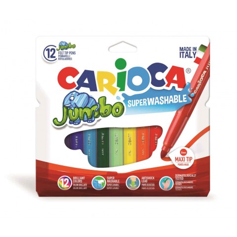 Jumbo Fibre Pens (12 Piece) - Carioca