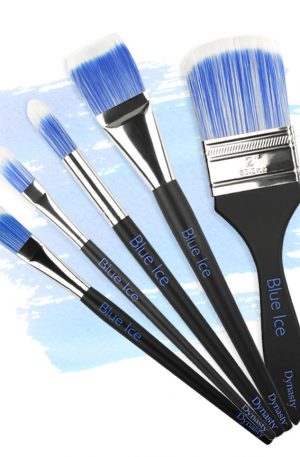 Dynasty Blue Ices brushes available in bright, flat, oval, filbert, round and wave