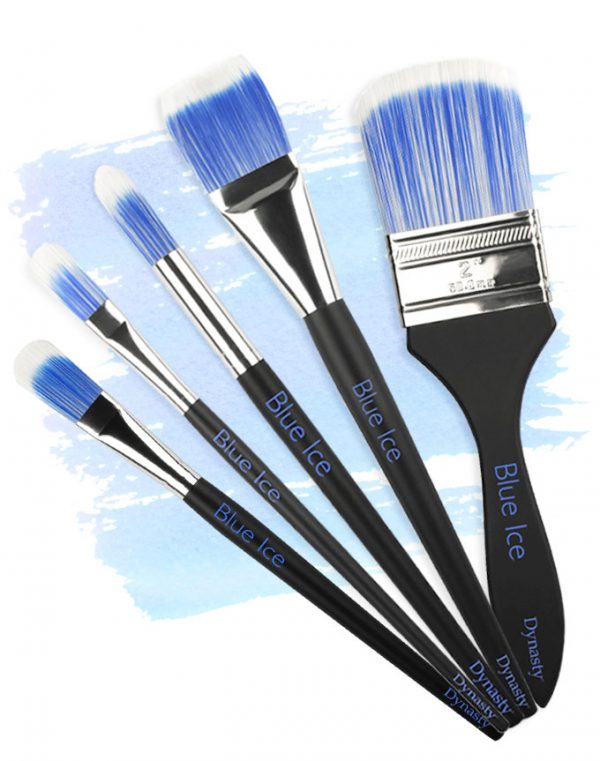 Dynasty Blue Ices brushes available in bright, flat, oval, filbert, round and wave