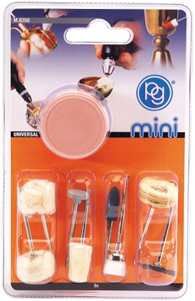 Cleaning and polishing accessory kit containing 9 pieces
