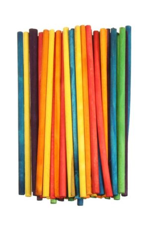 Wood Sticks Round Coloured 50 Piece