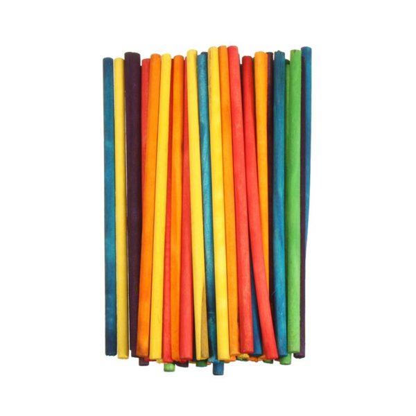 Wood Sticks Round Coloured 50 Piece