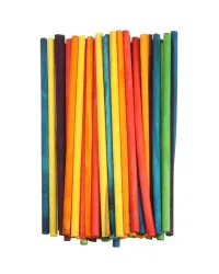 Wood Sticks Round Coloured –  50 Piece