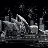 Sydney opera house engraving art