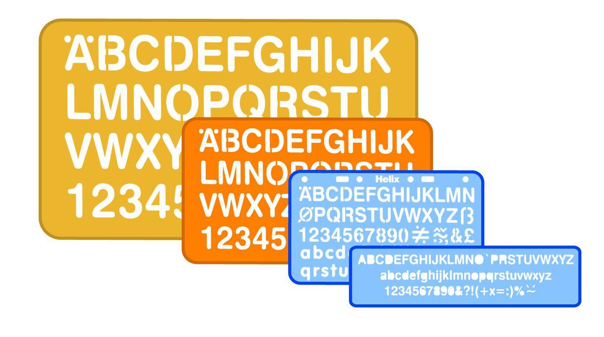 Plastic Lettering Stencil Kit Letters & Numbers Alphabet 5mm to 30mm 4  Templates