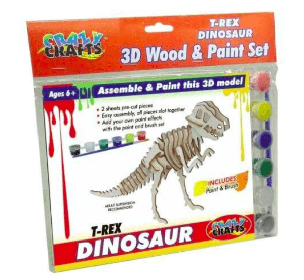 3D Wood And Paint Set T-Rex Dinosaur