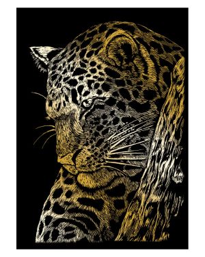 Leopard in Tree – Mini Gold Engraving Art