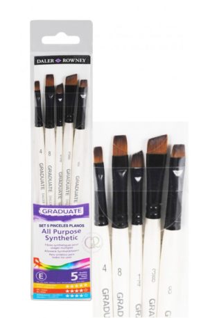 Daler Rowney Graduate Synthetic Brushes – Flats And Shaders (5Pc Set)