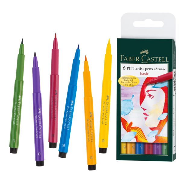 Faber-Castell Pitt artist pens wallet of 6 basic
