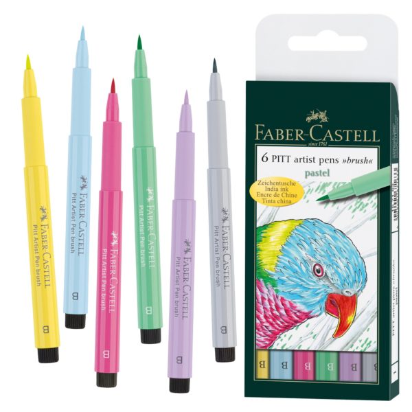 Faber-Castell Pitt artist pens wallet of 6 pastel