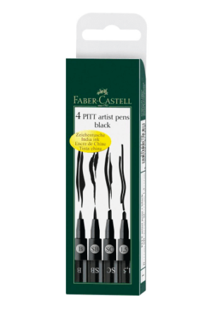 Faber-Castell Pitt artist pens wallet of 4 black