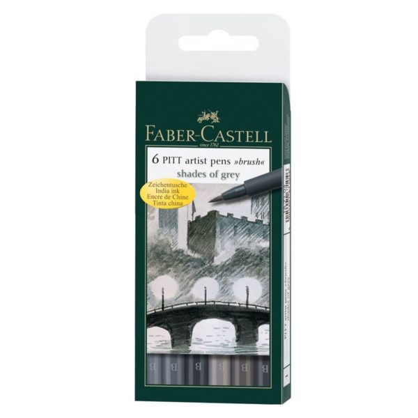 Faber-Castell Pitt artist pens wallet of 6 shades of grey