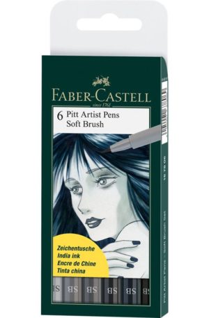 Faber-Castell Pitt artist pens wallet of 6 soft brush
