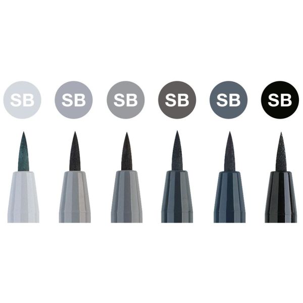 Faber-Castell Pitt artist pens wallet of 6 soft brush tips