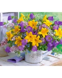 Puzzle CA104642 Bouquet Of Lilies & Bellflowers – 1000pce