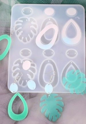 Earring silicone mould with irregular shapes and monstera leaves