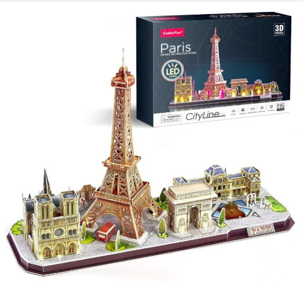 3D Puzzle of Paris City line with LED light included