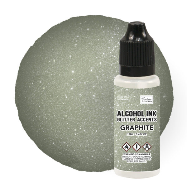 Glitter Accents Graphite Alcohol ink by Courture Creations