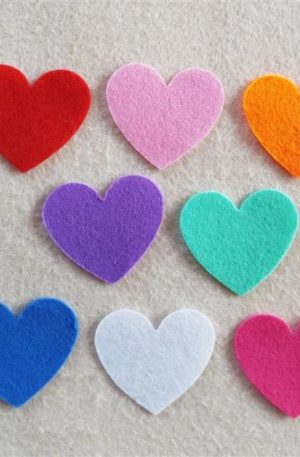 40mm Felt hearts in mixed colours