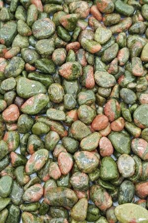 Unakite tumbled stones in a 100g bag