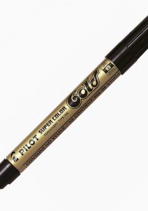 Metallic permanent marker with broad tip in gold
