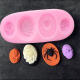 The skulls, spider and human heart silicone mould with examples below it.