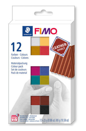 FIMO leather effect polymer clay set of 12 colours