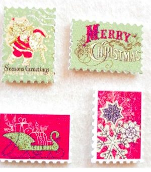 Christmas stamp wood embellishments