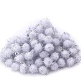 Glitter white pom poms