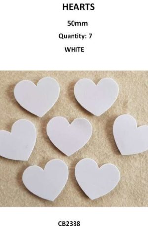 White Foam Hearts - 50mm