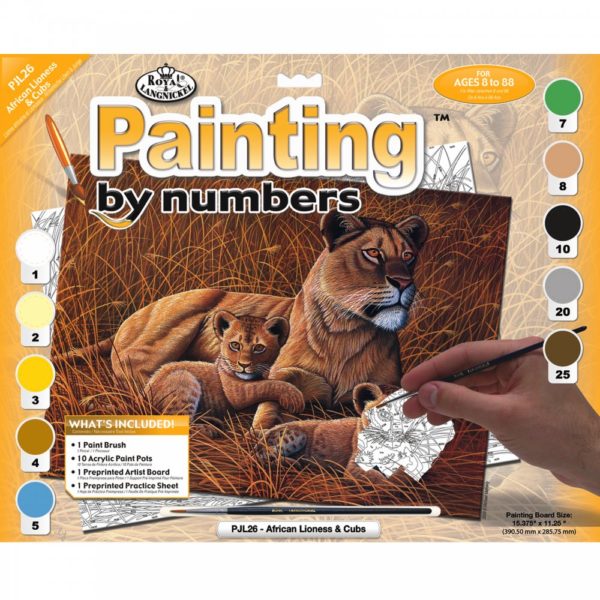 African lioness and cubs paint by numbers