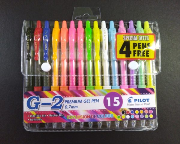 Pilot G-2 Wallet of 15 (neon, pastel and basic pens)