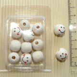 10mm 12 pack of wooden painted face beads