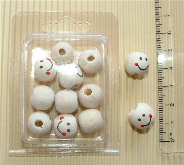 10mm 12 pack of wooden painted face beads