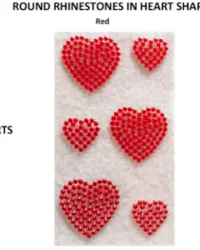 Rhinestones Hearts Red Assorted Sizes