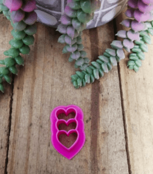 Mini stacked hearts clay cutter
