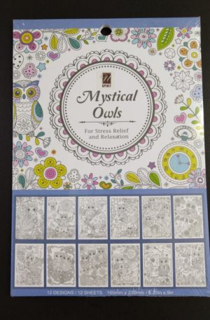 Mystical owl colouring book