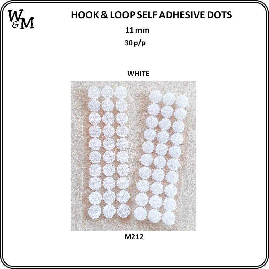 Hook & Loop Dots SelfAdhesive 11mm White Crafty Arts