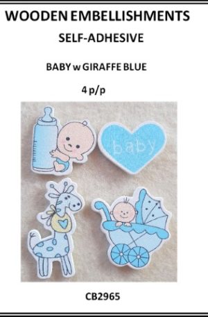Baby and giraffe wood emballishment