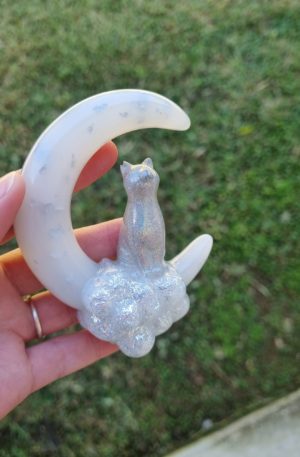 Moon and cat on cloud silicone mould
