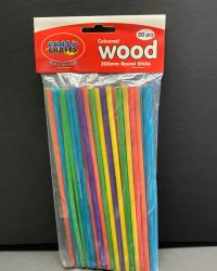 Coloured Wooden Round Sticks (20cm) – Crazy Crafts