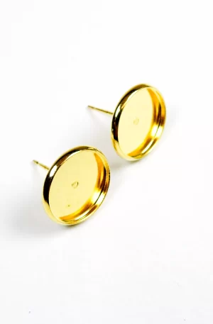 Gold Plated Bezel Stud Earrings
