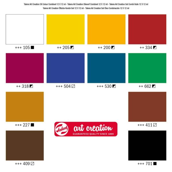 Oil Colour Combi Set Colour Card