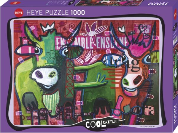 Striped Cows 1000 Piece Puzzle Box