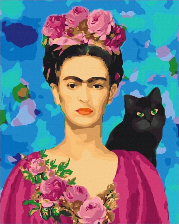 Frida with a Cat Paint by Numbers