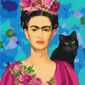 Frida with a Cat Paint by Numbers